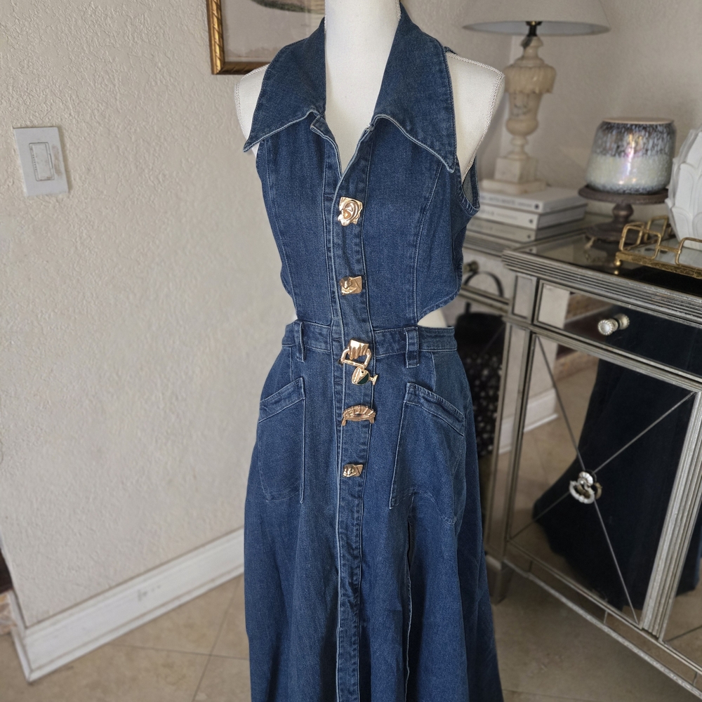 Urban Revino Denim Cutout Maxi Dress - Blue size 10 - Picture 8 of 12
